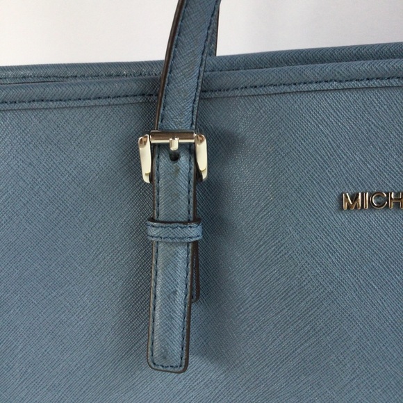 Michael Kors Jet Set Saffiano Leather Large Travel Vacation Shoulder Bag Tote MK - Picture 7 of 16